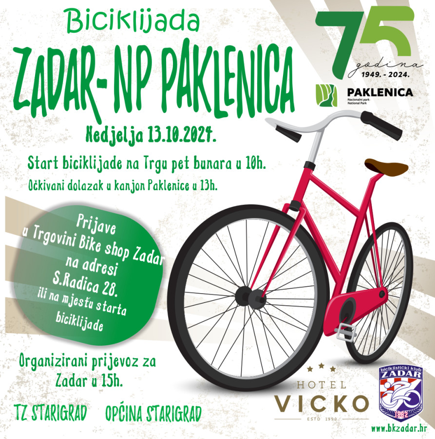 DVA KOTAČA – Biciklijada Zadar – Paklenica 13. listopada