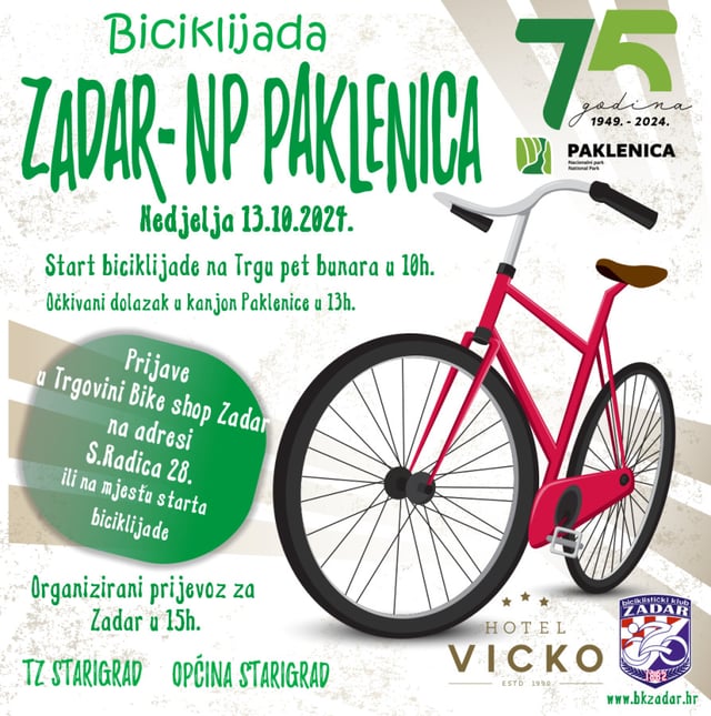 DVA KOTAČA – Biciklijada Zadar – Paklenica 13. listopada