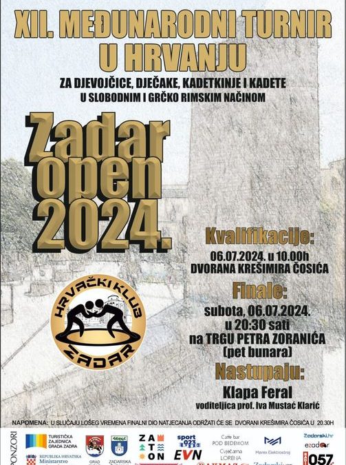 NAJAVA Međunarodni hrvački turnir 12. Zadar Open 2024.